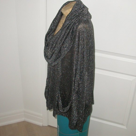 Karen Kane Evening Sweater - Black and Shiny Silver Knit - Picture 2 of 5
